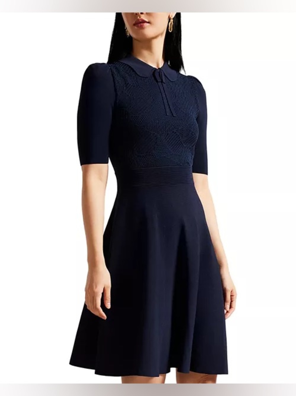 Ted Baker Hillder Mixed Stitch Knit
Dress Navy Size 3 US 8